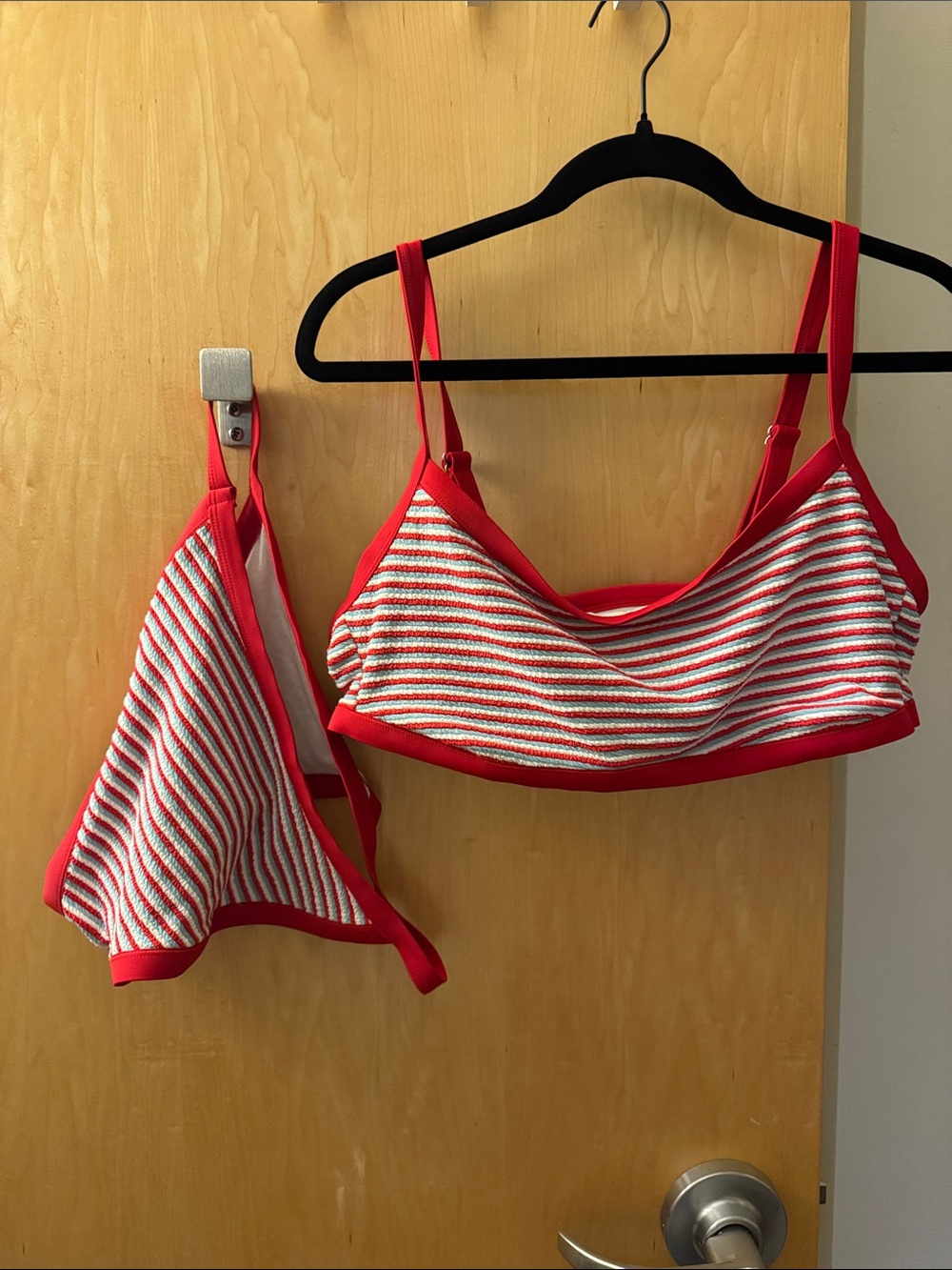 Red Striped Bralette & Bikini Set - Women's Intimates
